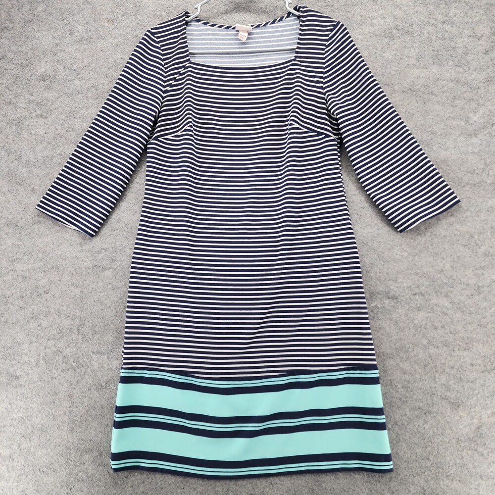 Merona Dress Womens XS Short Sleeve Blue Striped Square Neck